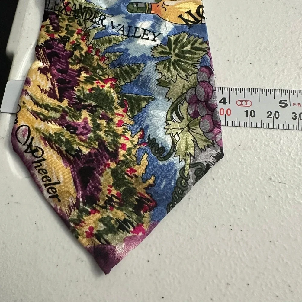 Mens Silk Vineyard Winery Print Tie Alexander Valley Pedroncelli Wine Sommelier